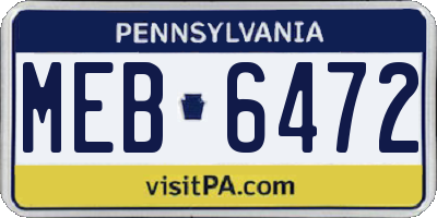 PA license plate MEB6472
