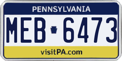 PA license plate MEB6473