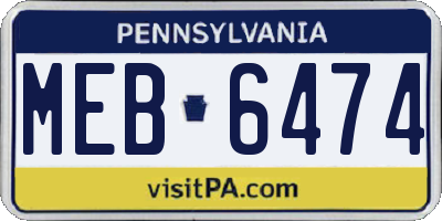 PA license plate MEB6474