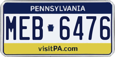 PA license plate MEB6476