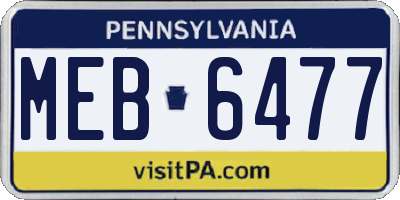 PA license plate MEB6477