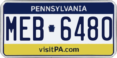 PA license plate MEB6480