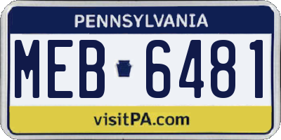 PA license plate MEB6481