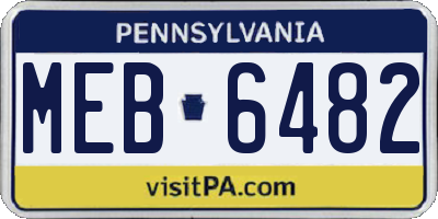 PA license plate MEB6482