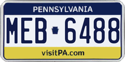 PA license plate MEB6488