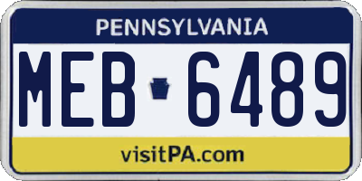 PA license plate MEB6489