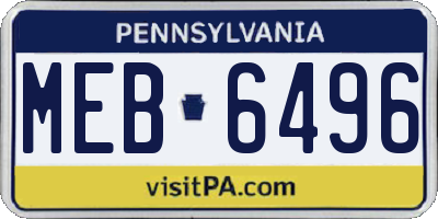 PA license plate MEB6496