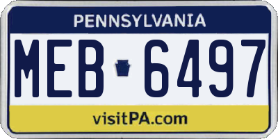 PA license plate MEB6497