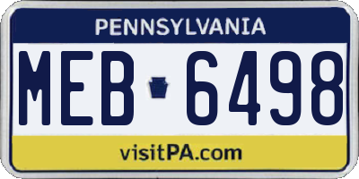 PA license plate MEB6498