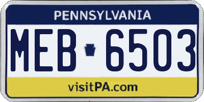 PA license plate MEB6503