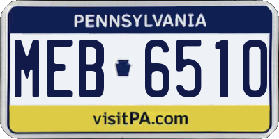 PA license plate MEB6510