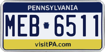 PA license plate MEB6511