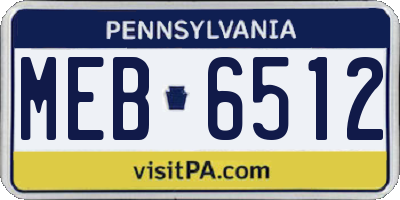 PA license plate MEB6512