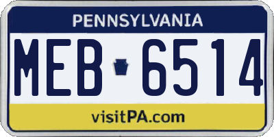 PA license plate MEB6514