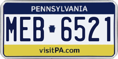 PA license plate MEB6521