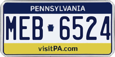 PA license plate MEB6524