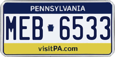 PA license plate MEB6533