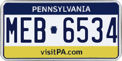 PA license plate MEB6534