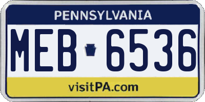 PA license plate MEB6536
