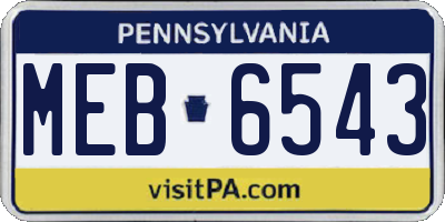 PA license plate MEB6543