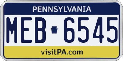 PA license plate MEB6545