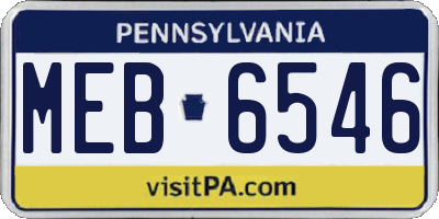 PA license plate MEB6546