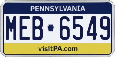 PA license plate MEB6549