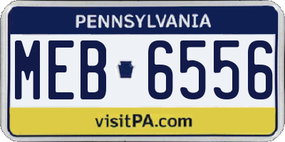 PA license plate MEB6556