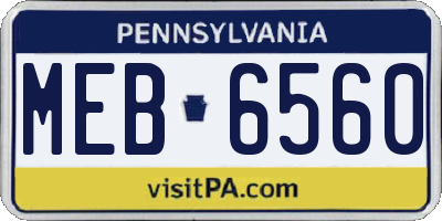 PA license plate MEB6560