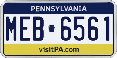 PA license plate MEB6561