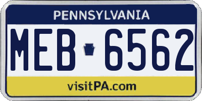 PA license plate MEB6562