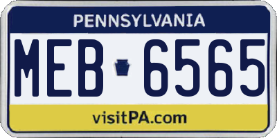 PA license plate MEB6565