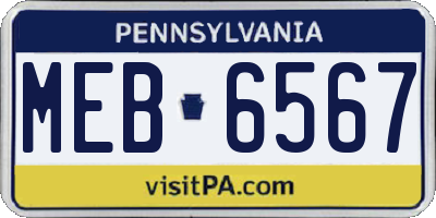 PA license plate MEB6567