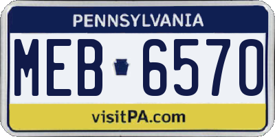 PA license plate MEB6570