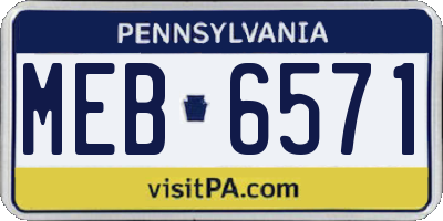 PA license plate MEB6571