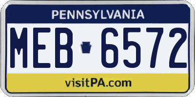 PA license plate MEB6572