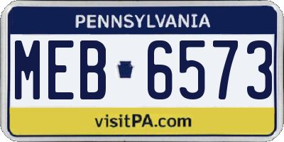 PA license plate MEB6573