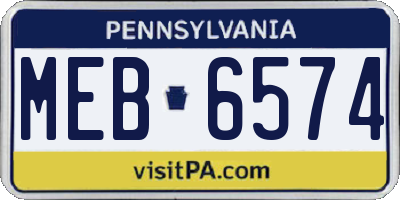 PA license plate MEB6574