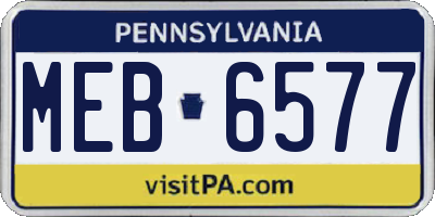 PA license plate MEB6577