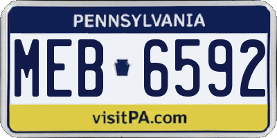 PA license plate MEB6592