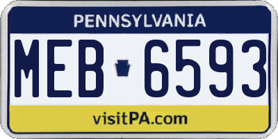 PA license plate MEB6593