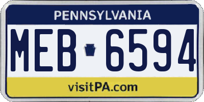 PA license plate MEB6594