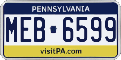 PA license plate MEB6599