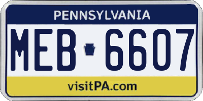 PA license plate MEB6607