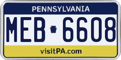 PA license plate MEB6608