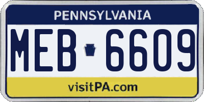 PA license plate MEB6609