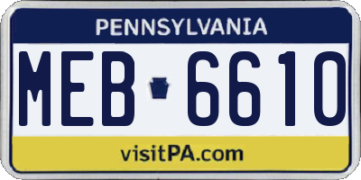 PA license plate MEB6610