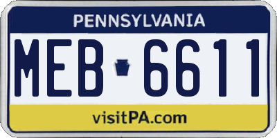 PA license plate MEB6611