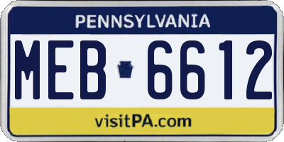 PA license plate MEB6612