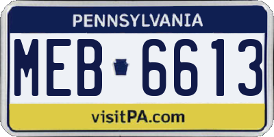 PA license plate MEB6613